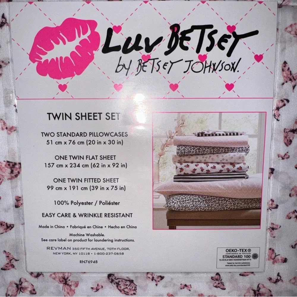 Betsey Johnson twin 6 Piece Butterfly Sheet Set